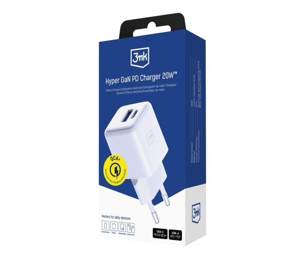 3mk Hyper GaN Charger 20W QC4+ PD PPS USB 1A1C White EU - 1333352 - zdjęcie 6